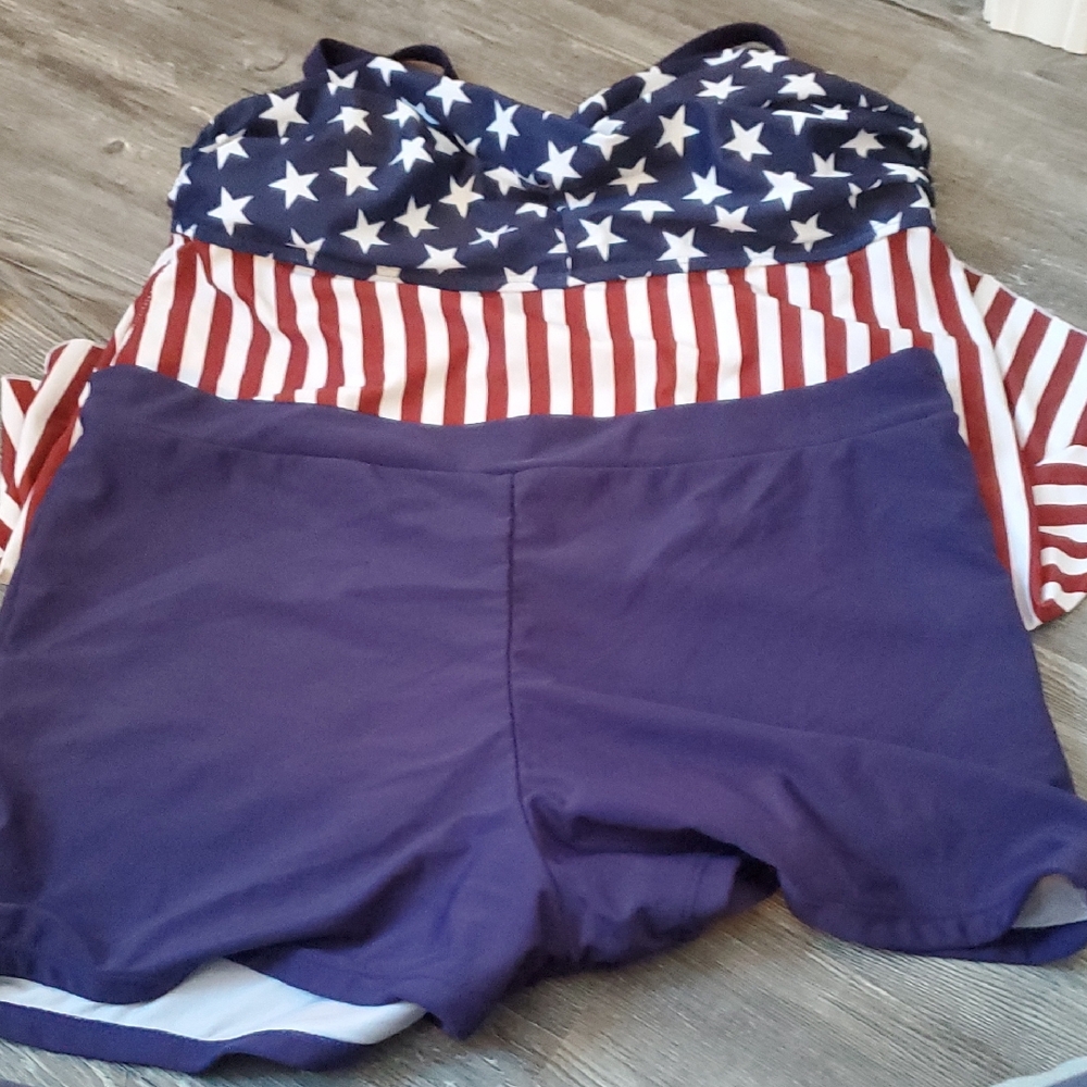 Source Unknown Patriotic Star and Stripe Swim Set